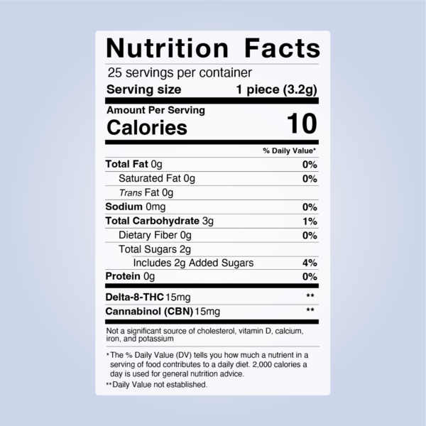 D8 Cbn Gummies Nutrition Facts